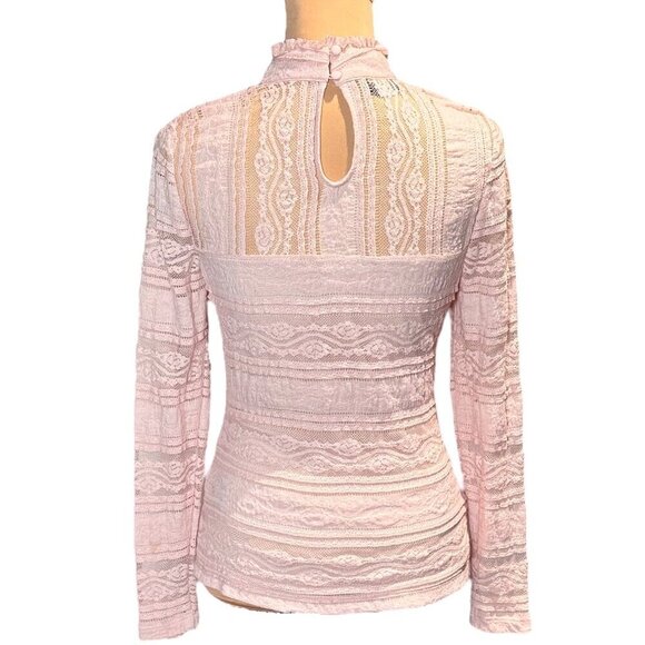 VTG Y2K BEBE  Lace Top Sz.M Petal Pink Stretch Coquette Romantic Victorian Boho - Picture 3 of 11